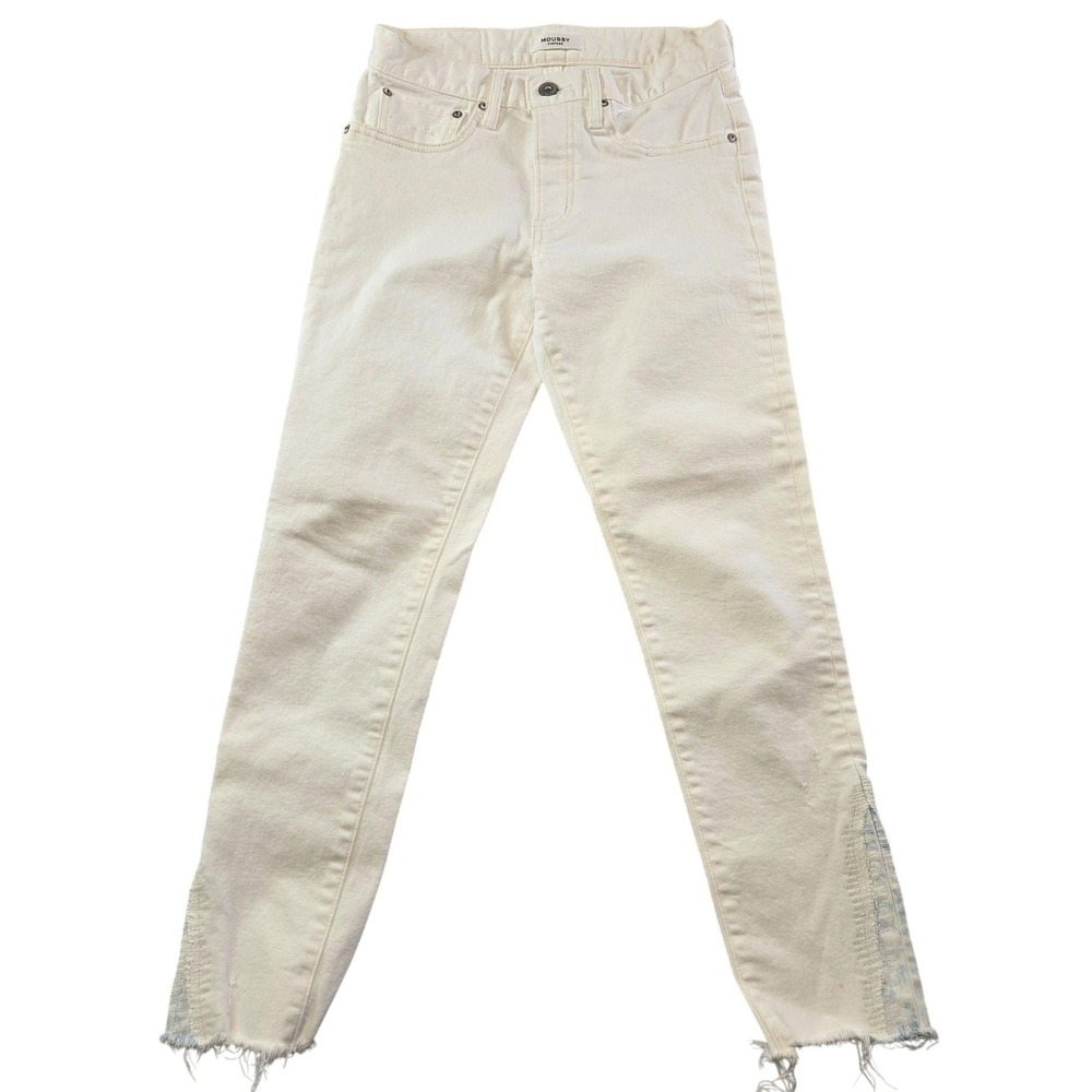 MOUSSY VINTAGE Jeans Womens 26 White Skinny High Rise Stretch Frayed Hem 26x26
